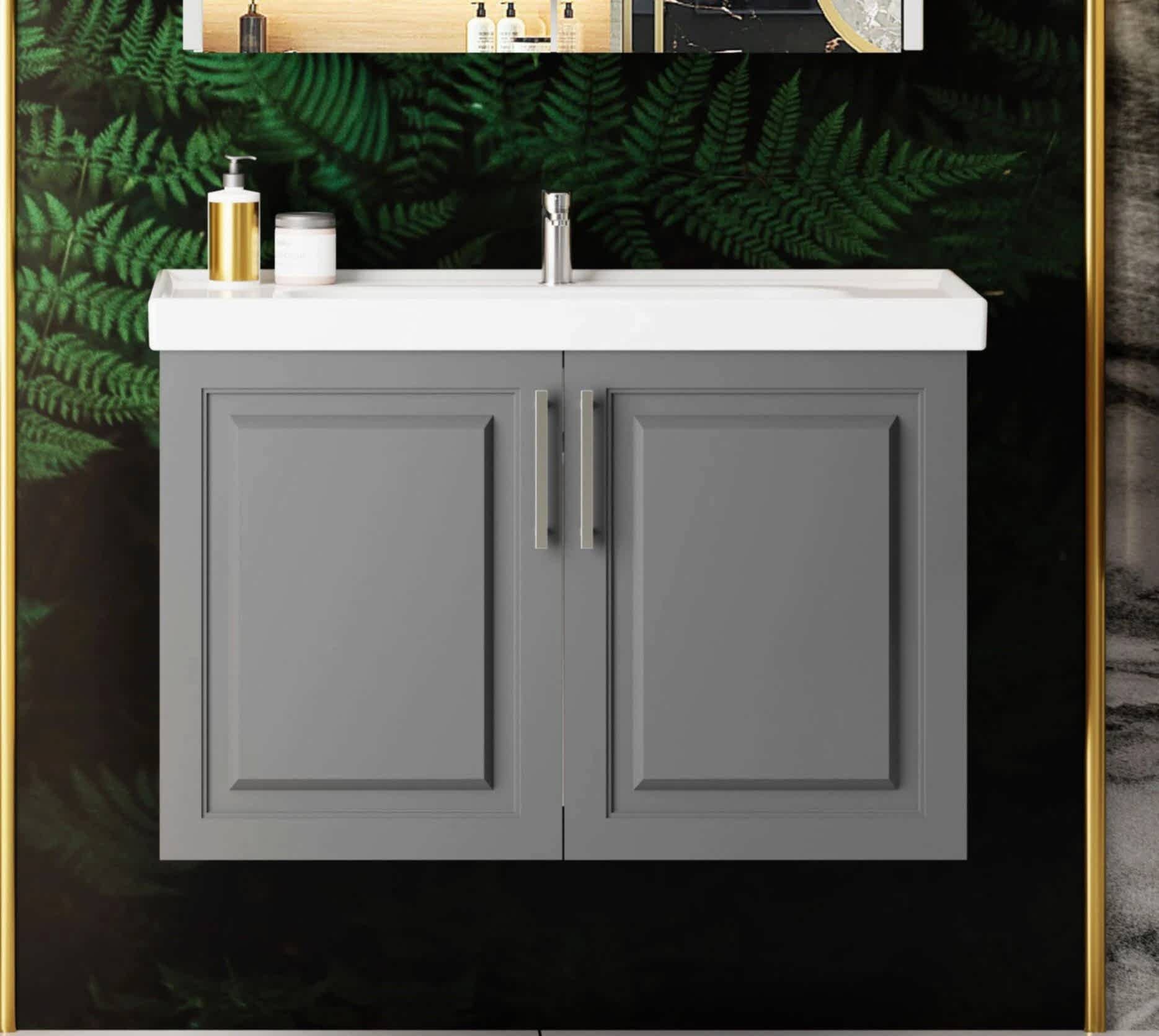 Karen Banyo Arin 80 CM Banyo Dolabı Antrasit Alt Modul - Mekan Kapı 